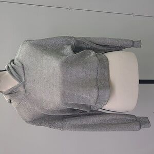 BSL Size XS Silver Metallic Cropped Hoodie